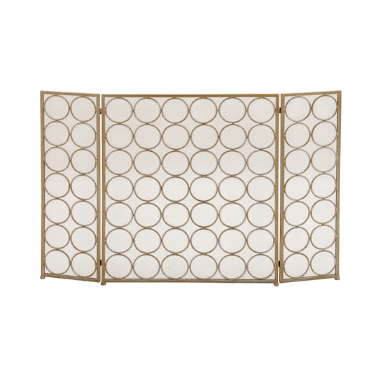 Brass Metal Modern Fireplace Screen, 32" x 47" x 1"
